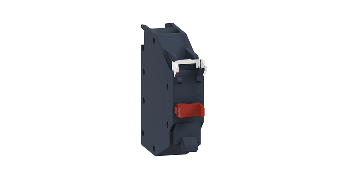 Blocco contatti 1NC frontale Schneider Electric ZBE102GEX, design compatto, montaggio facilitato, tensione 415V.