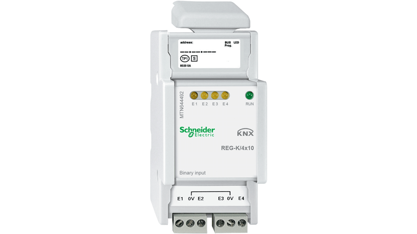 Contatore di energia KNX Schneider Electric MTN644492, 4 ingressi, design compatto 2,5 moduli, montaggio su guida DIN.