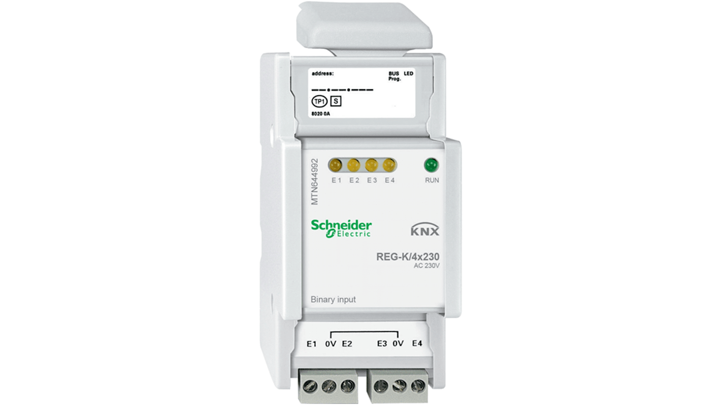 Contatore di energia KNX Schneider Electric MTN644992, 4 ingressi binari, 230 V AC, IP20, dimensioni 2,5 moduli.