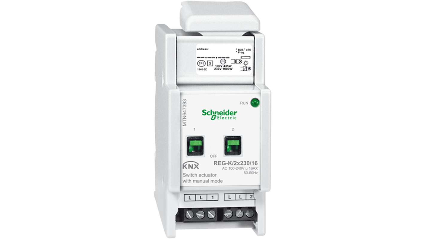 Contatore di energia KNX Schneider Electric MTN647393, montaggio su guida DIN, tensione 100-240 V, corrente 16 A.