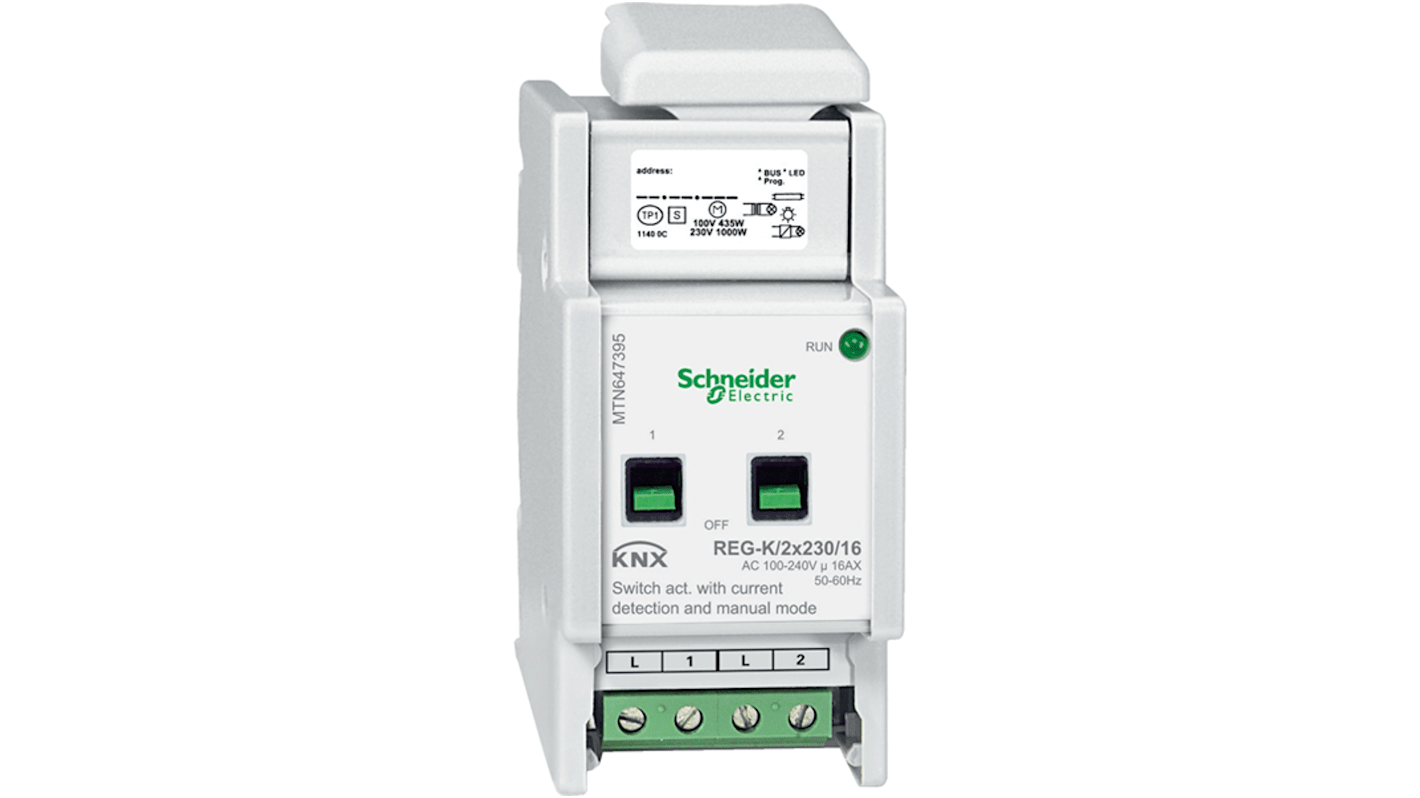 Contatore di energia KNX Schneider Electric MTN647395, montaggio su guida DIN, grado di protezione IP20, colore grigio chiaro.