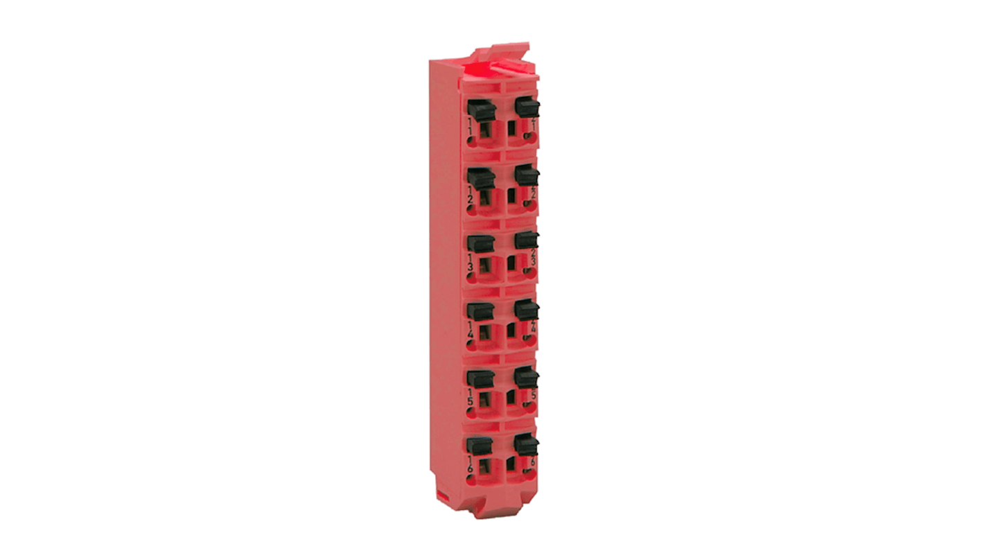 Morsettiera Schneider Electric TM5ACTB5FFS per moduli I/O di sicurezza, 16 contatti, colore rosso, compatibile con Modicon LMC058 e M258.