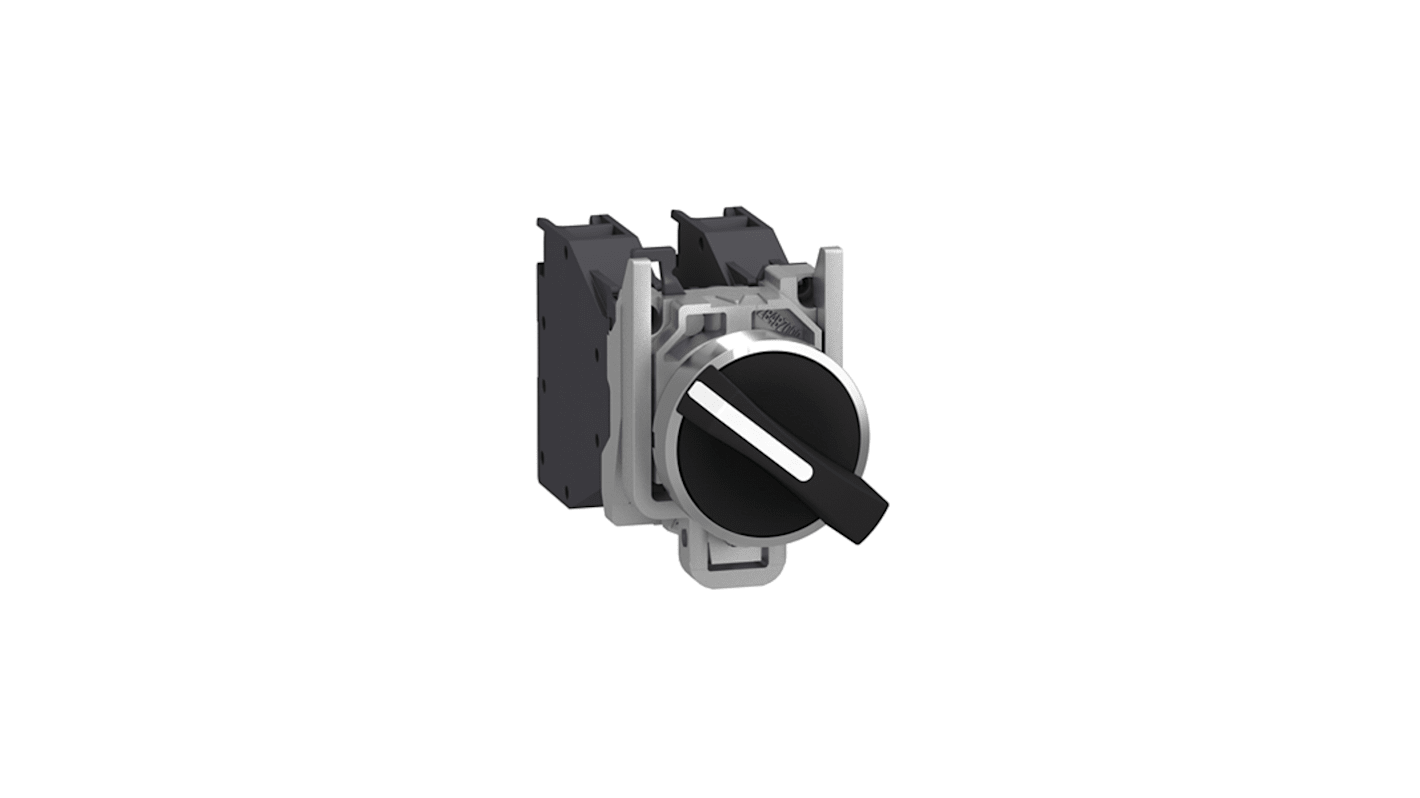 Interruttore luce Schneider Electric XB4BD25GEX, SPDT 2 fasi, IP65, montaggio a vite, pulsante nero, certificato ATEX.