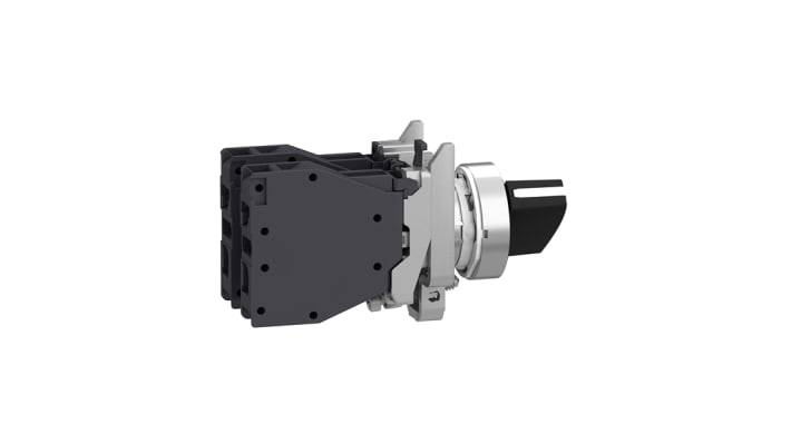 Interruttore luce Schneider Electric XB4BD25GEX, SPDT 2 fasi, IP65, montaggio a vite, pulsante nero, certificato ATEX.