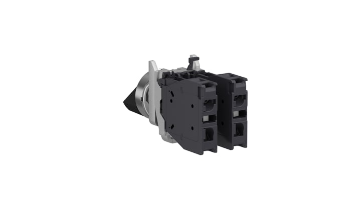 Interruttore luce Schneider Electric XB4BD25GEX, SPDT 2 fasi, IP65, montaggio a vite, pulsante nero, certificato ATEX.