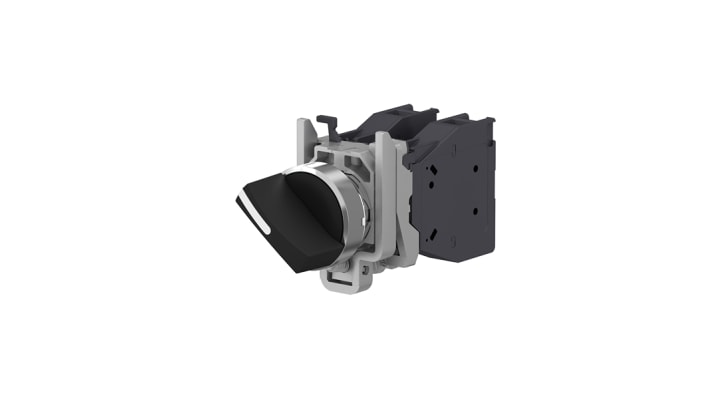 Interruttore luce Schneider Electric XB4BD25GEX, SPDT 2 fasi, IP65, montaggio a vite, pulsante nero, certificato ATEX.