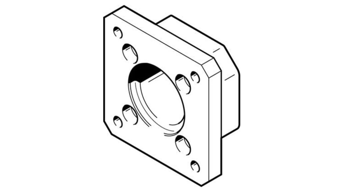 Flangia Festo EAMF-A-28B-42A per azionamenti elettrici, montaggio opzionale, intervallo di temperatura -25 a 60 °C, conforme RoHS.