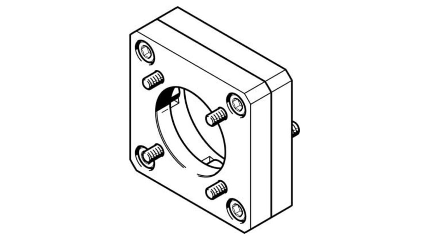 Flangia motore Festo EAMF-A-64A/B-60G/H, compatibile con motori 60G e 60H, peso 236 g, intervallo temperatura -10 °C a 60 °C.