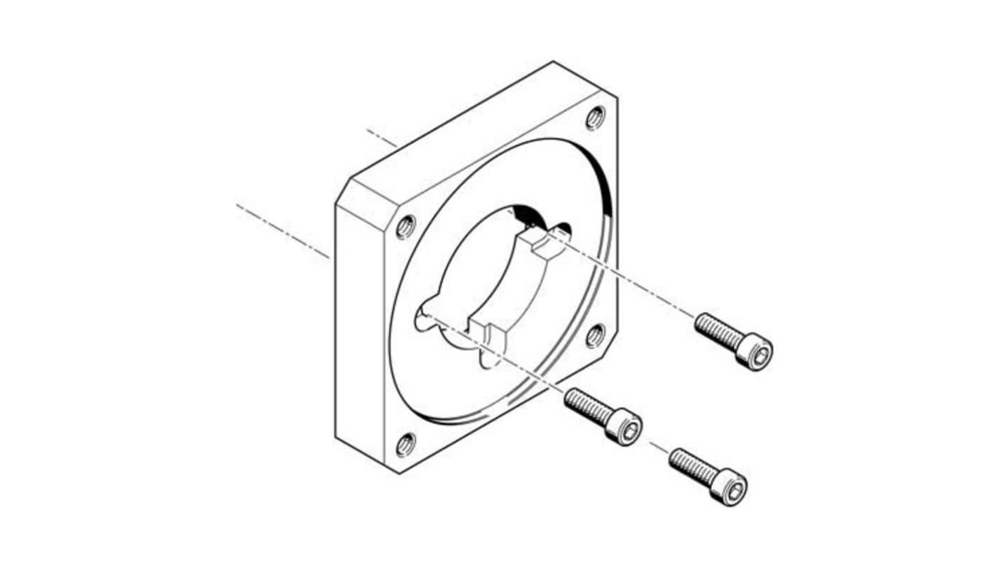 Flangia motore Festo EAMF-A-64A/C/D-100A, progettata per azionamenti elettrici, peso 480 g, montaggio flessibile.