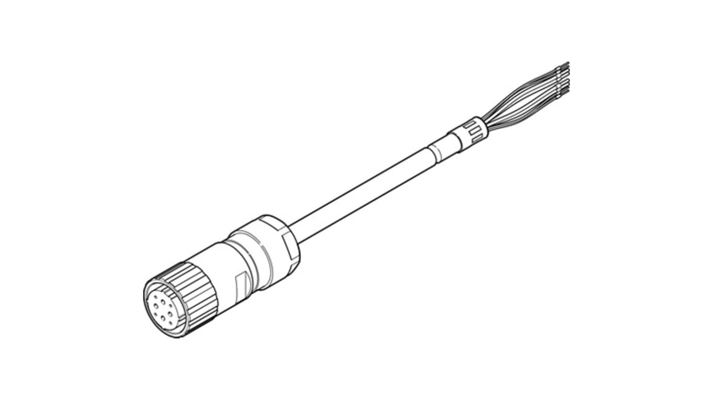 Cavo motore Festo NEBM-M40G8-E-10-Q10N-LE8-1, 4x2,5 + 2x(2x0,75), IP65, flessibile con raggio di curvatura 140 mm, 22 A a 40°C.