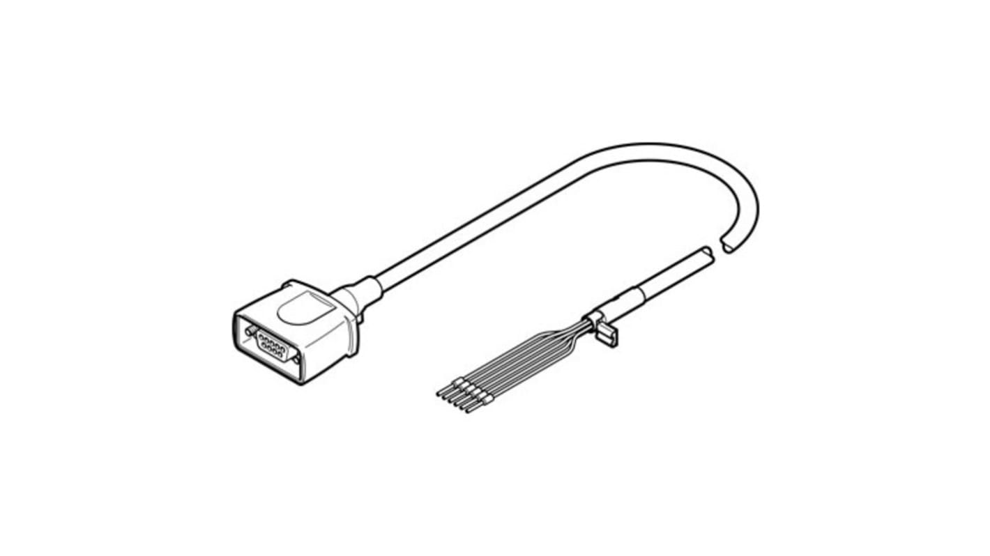 Cavo motore Festo NEBM-S1G9-E-15-Q5-LE6, 9 conduttori, lunghezza 15 m, tensione 0-72 V CC, design schermato, flessibile per catene energetiche.