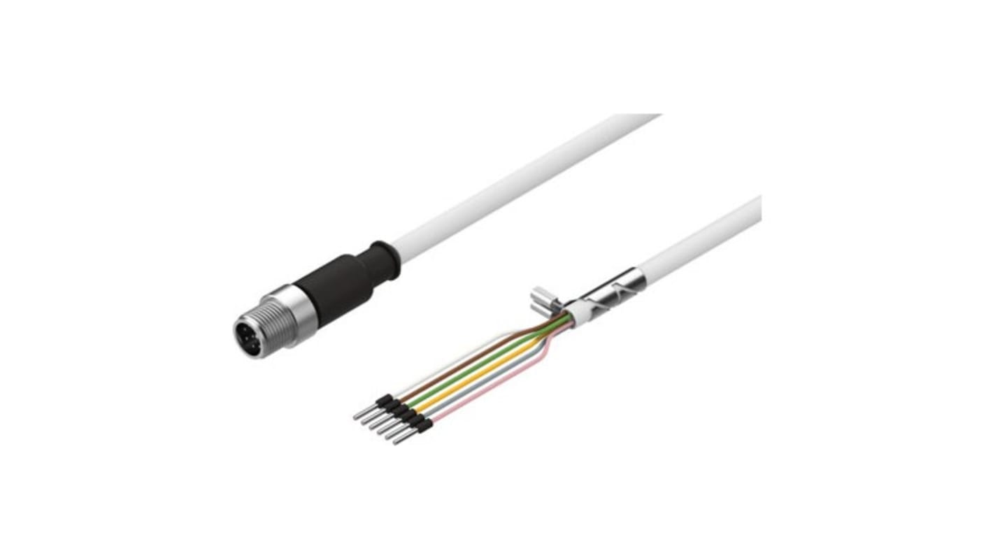 Cavo motore Festo NEBM-SM12G8-E-15-Q5-LE6, lunghezza 15 metri, tensione 0-72 V CC, grado di protezione IP65, adatto per catene energetiche.