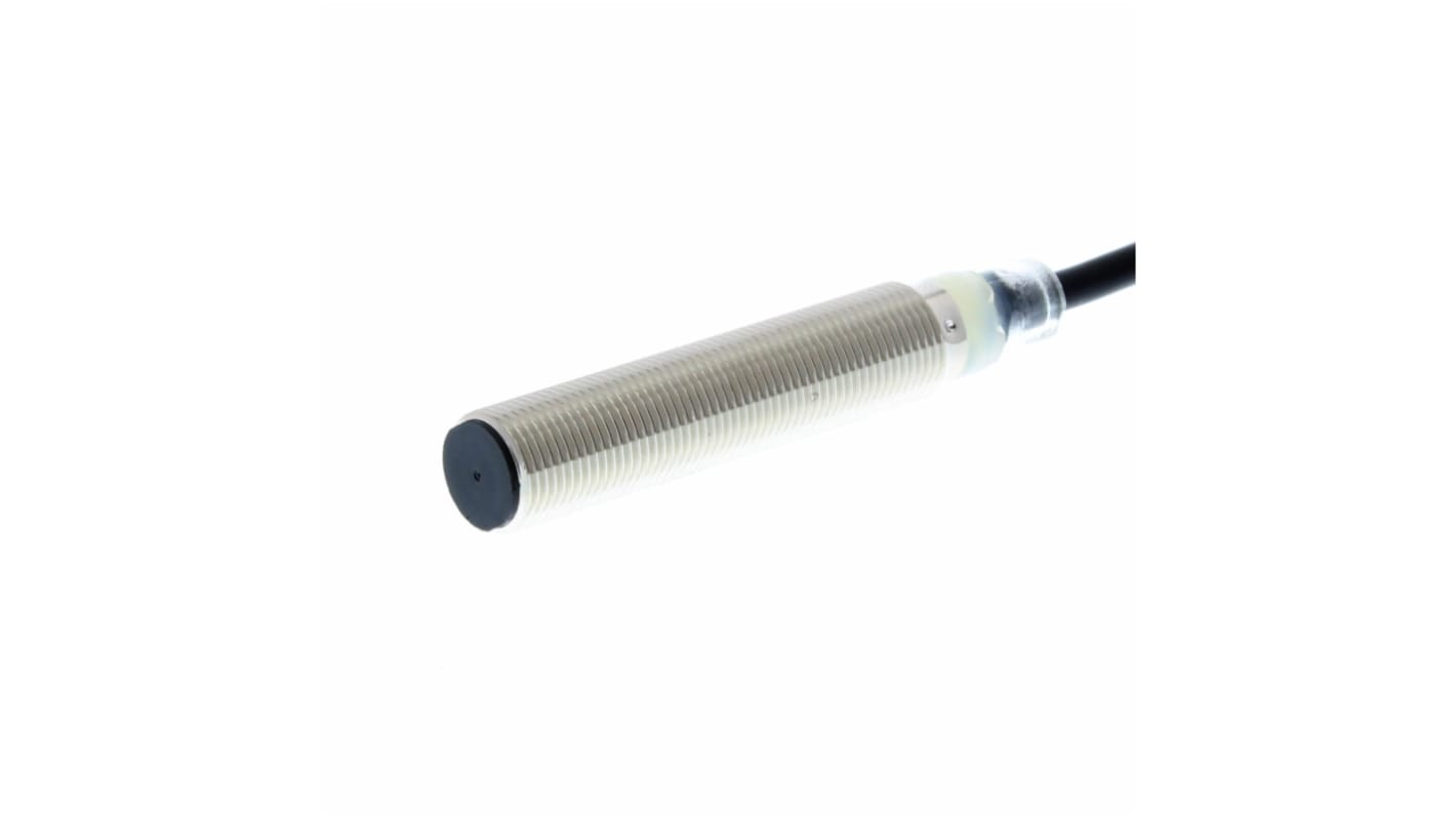 Sensore di prossimità cilindrico PNP M12 Omron E2B-M12LS02-WP-B1 2M, rilevamento a 2 mm, cavo di 2 m, grado di protezione IP67.