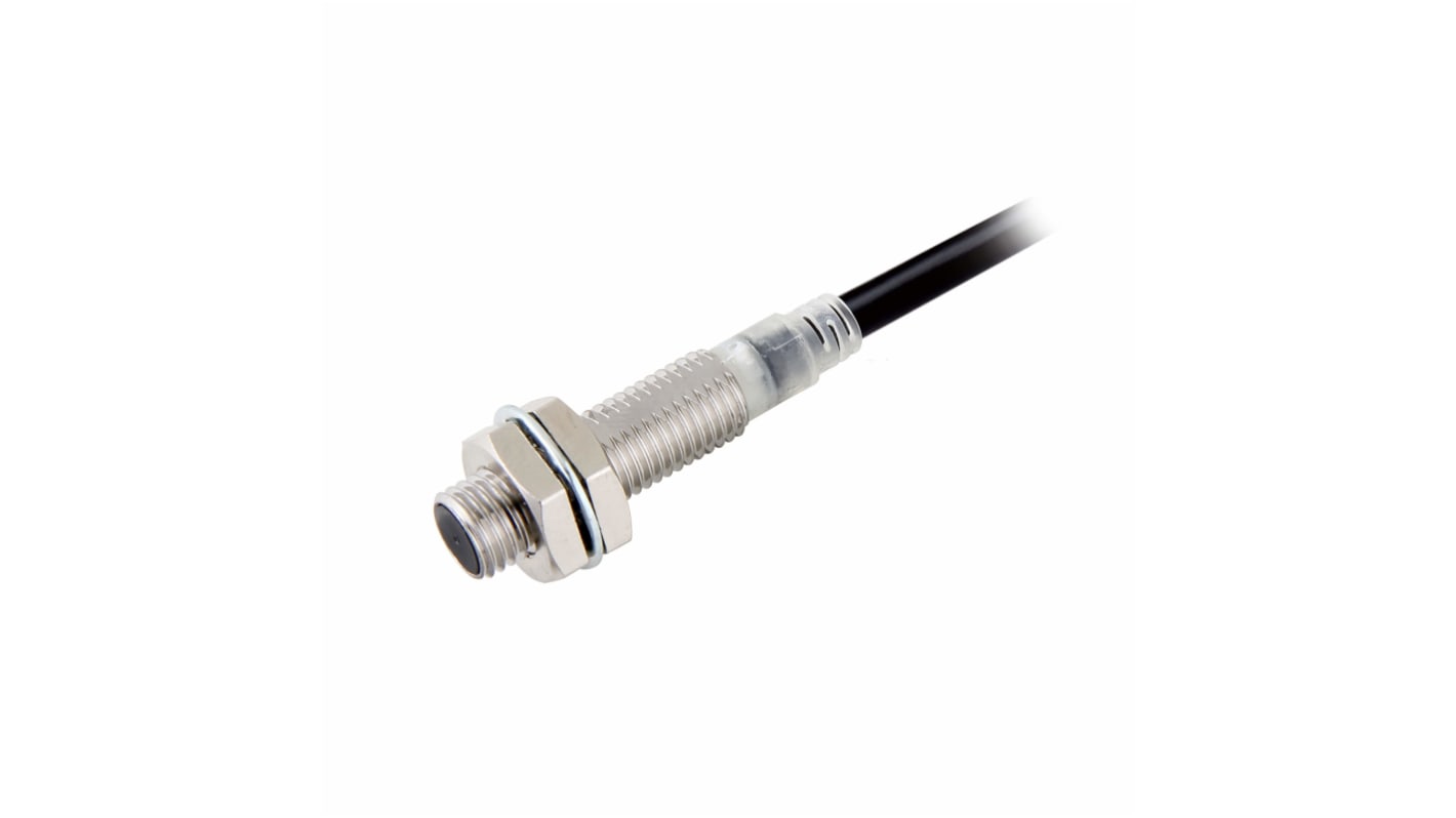 Sensore di prossimità induttivo cilindrico Omron E2E-X2D1-U 2M, M8, rilevamento metalli ferrosi, 2 mm, alimentazione 10-30 V CC, IP67.
