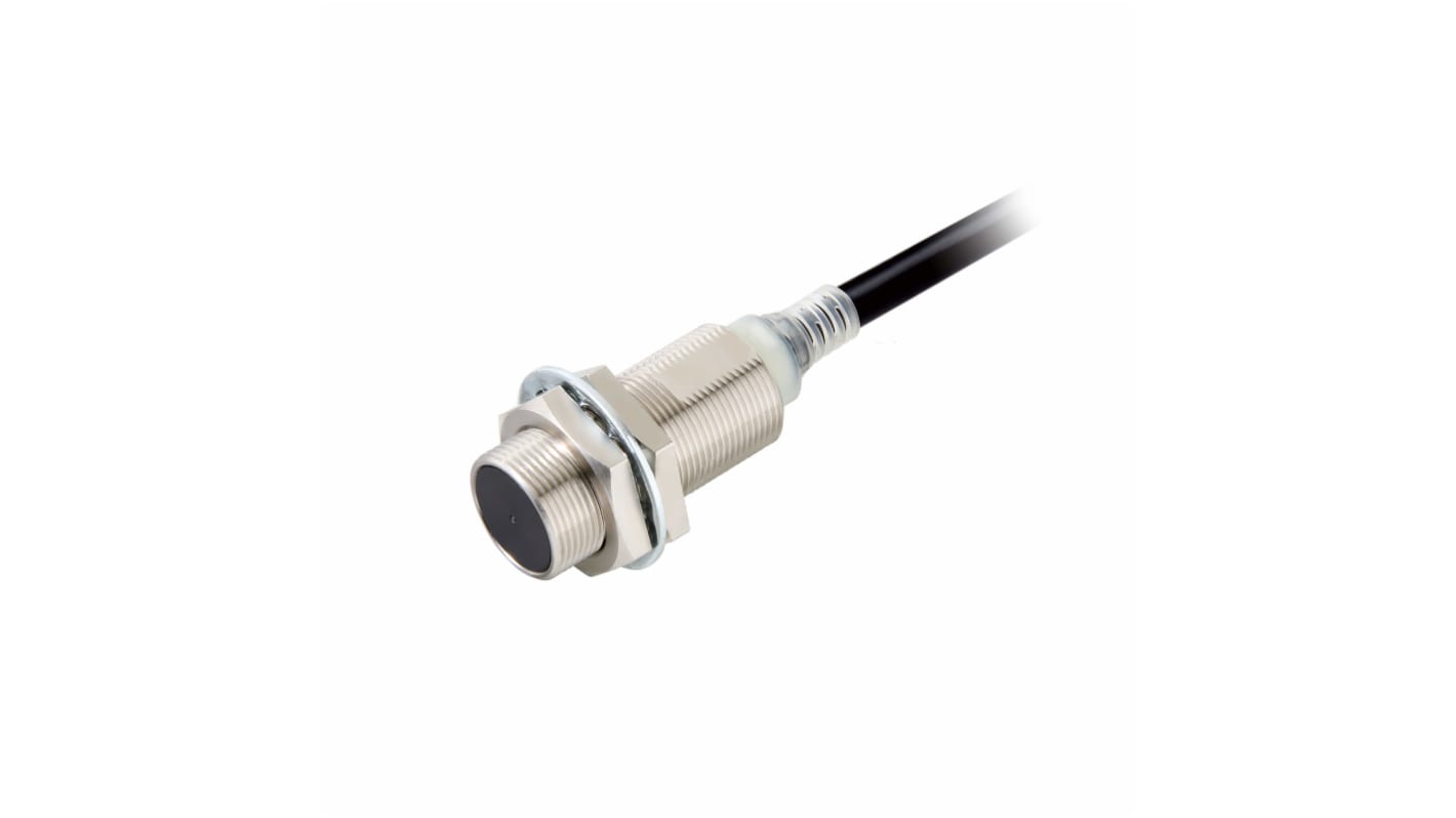 Sensore di prossimità cilindrico PNP M18 Omron E2E-X8B3D18 5M, rilevamento a 8 mm, grado di protezione IP67/IP69K, con cavo.