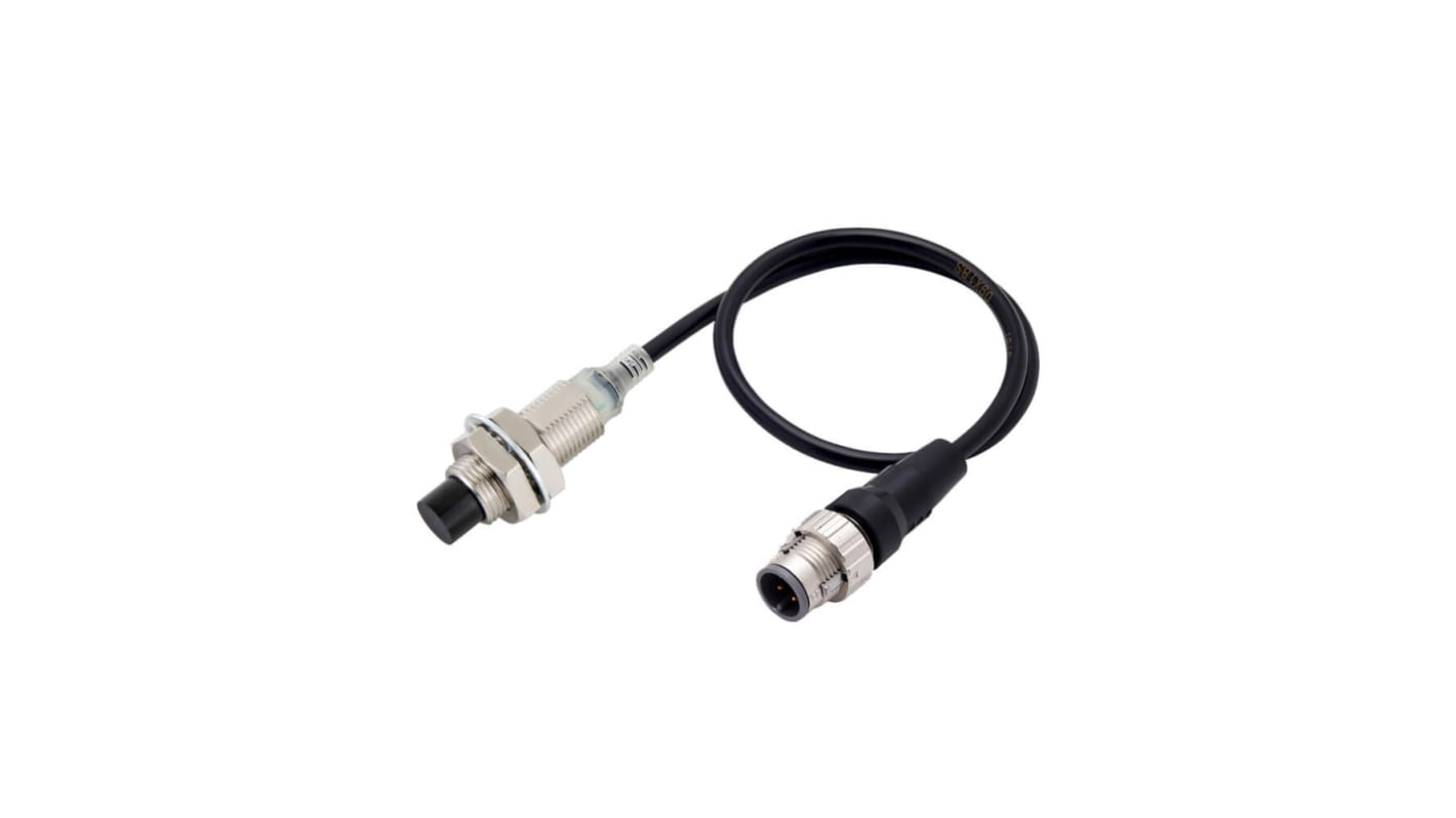 Sensore di prossimità induttivo cilindrico Omron E2E-X8MD1-M1GJ 0.3M, M12, 8 mm di distanza di rilevamento, configurazione a 2 fili.