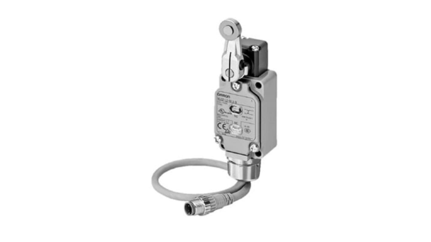 Interruttore di fine corsa a leva a rullo Omron WLCA12-THG-N, grado di protezione IP67, regolabile da R25 a 89 mm, contatti rivestiti in oro.