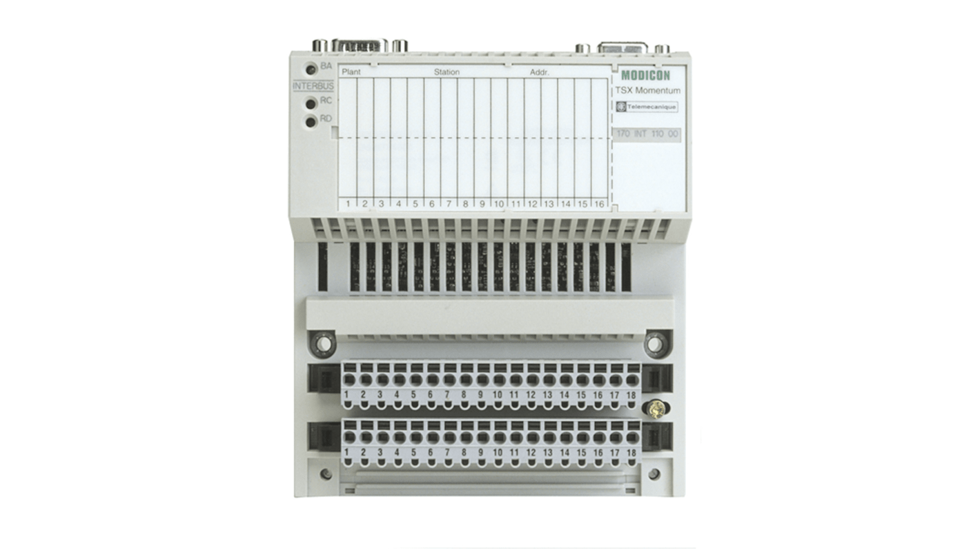 Adattatore di comunicazione Interbus Schneider Electric 170INT11003 per Modicon Momentum, velocità 500 kbit/s, facile installazione.