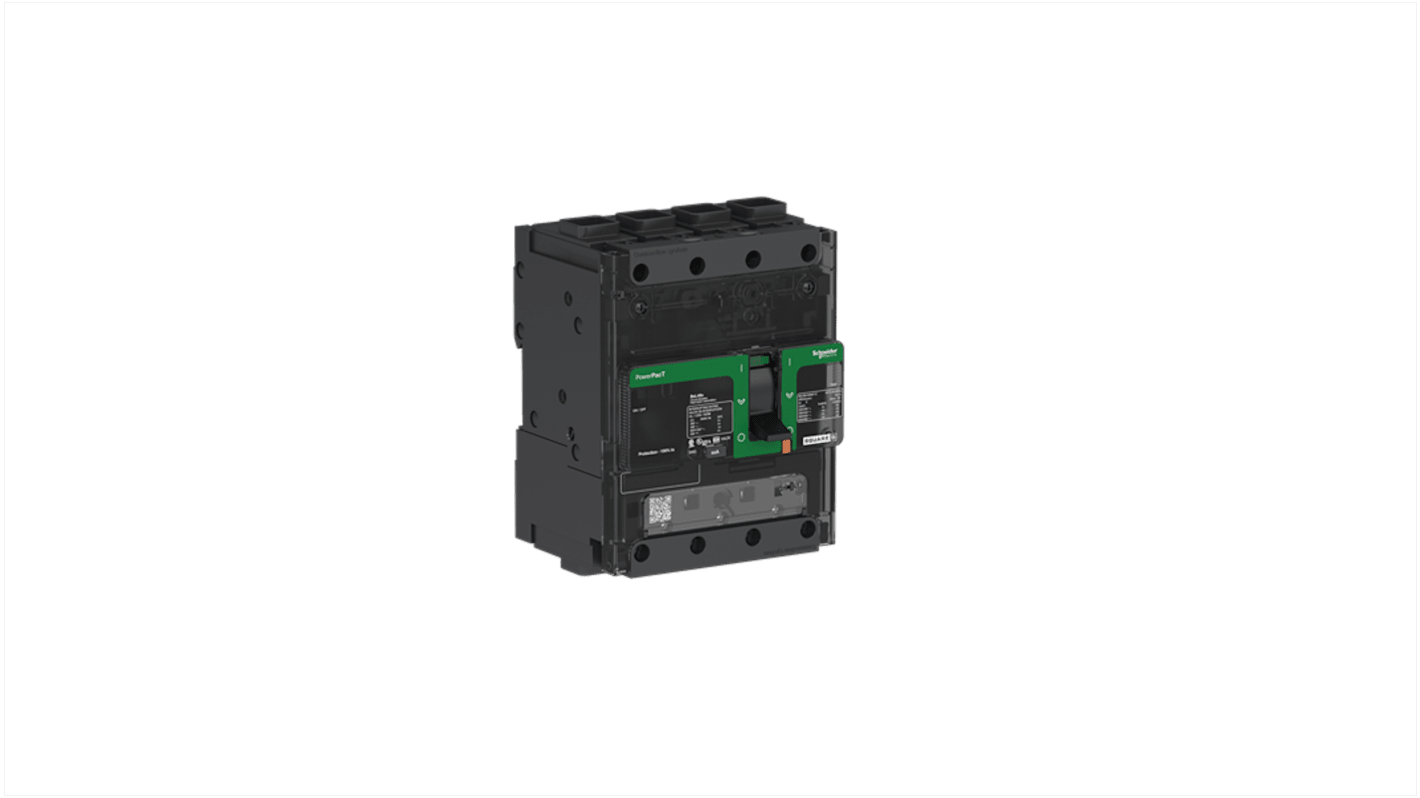 Interruttore magnetotermico scatolato Schneider Electric BGF46050, 4 poli, 50 A, montaggio a clip, conforme a CE e RoHS.