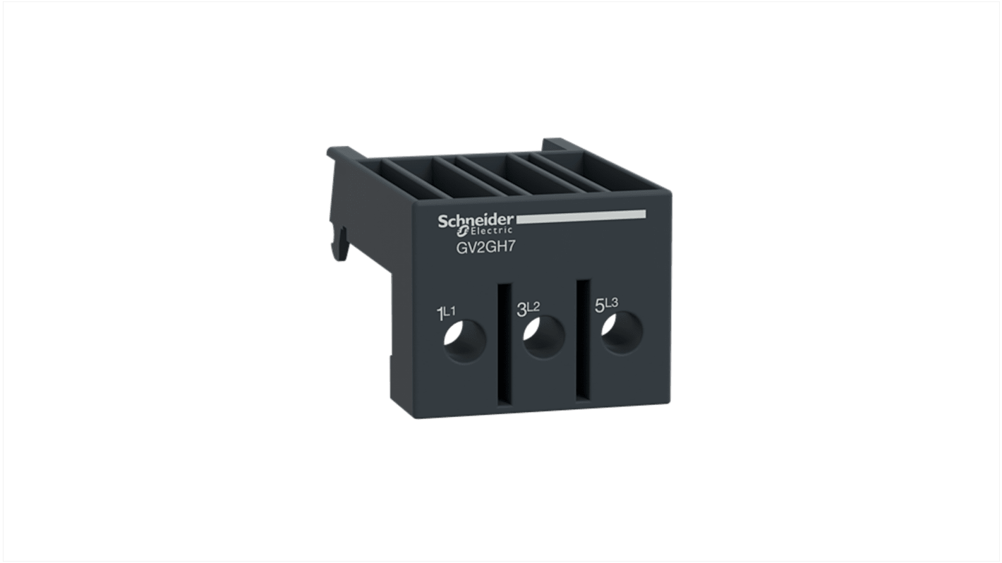Adattatore Large Spacing Schneider Electric GV2GH7 per dispositivi TeSys Deca, Green Premium, 3 poli, montaggio superiore, 0,04 kg. Conforme RoHS.
