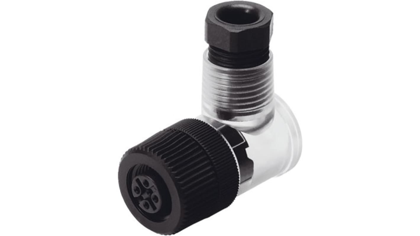 Presa Festo SIE-WD-TR per sensori, montaggio con dado, tensione 0-250 V, corrente 4 A, grado di protezione IP67.