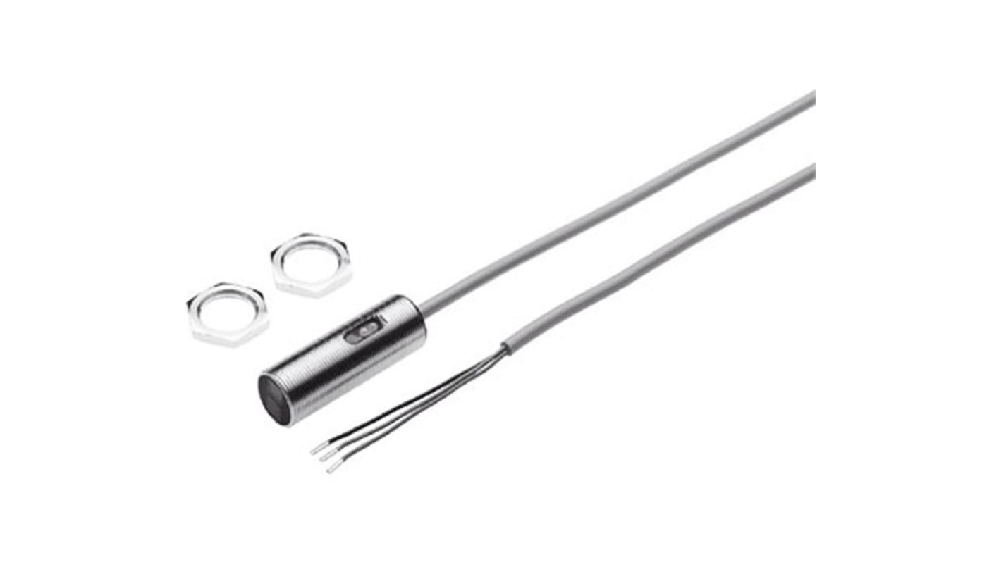 Festo SOEG-RSP-M18-PS-K-2L, sensore fotoelettrico cilindrico a retroriflessione, rilevamento 2000 mm, uscita PNP, IP65/IP67.