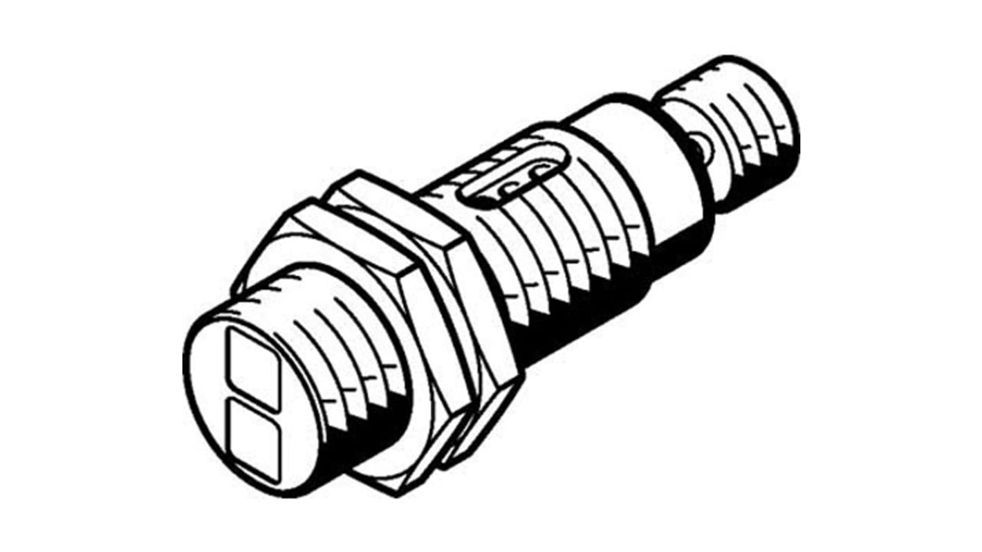 Festo SOEG-RT-M18-PA-S-2L, sensore fotoelettrico cilindrico a diffusione, rilevamento 40-600 mm, uscita PNP, IP65/IP67.