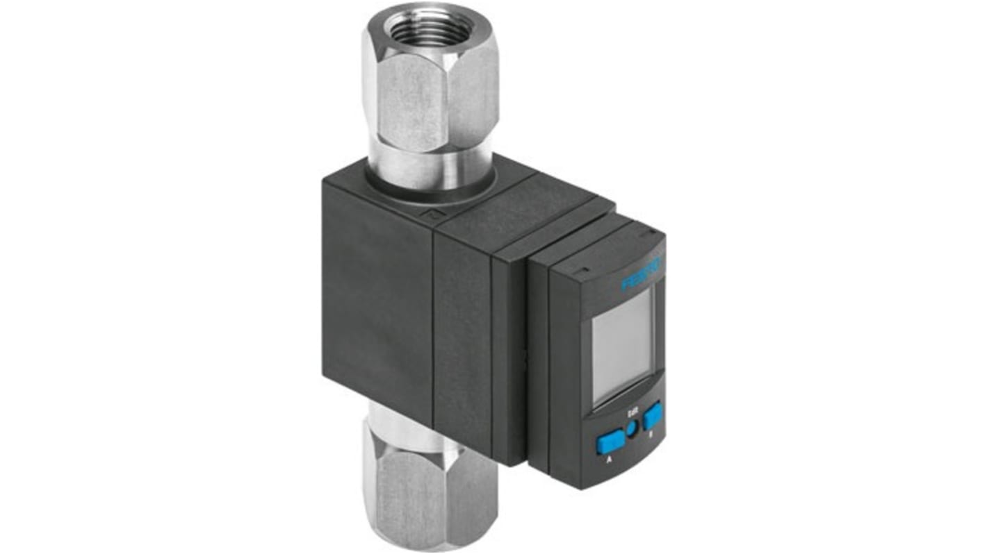 Sensore di flusso Festo SFAW-32T-TG34-E-PNLK-PNVBA-M12 per liquidi, portata 1,8-32 l/min, alimentazione 18-30 V c.c.