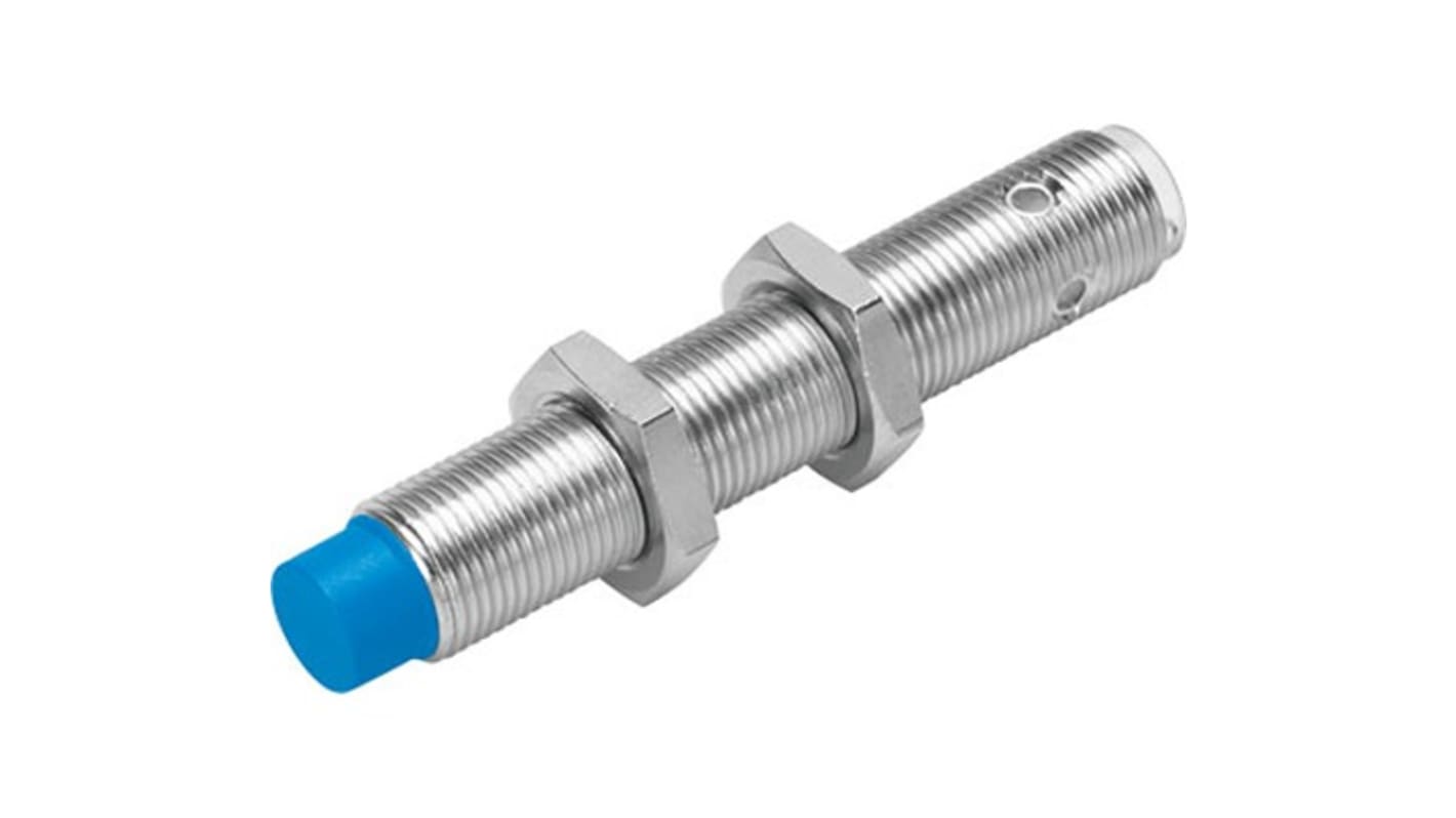 Sensore di prossimità induttivo Festo SIED-M12NB-ZS-S-L, cilindrico PNP M12, rilevamento a 4 mm, IP67, 20-320 V.