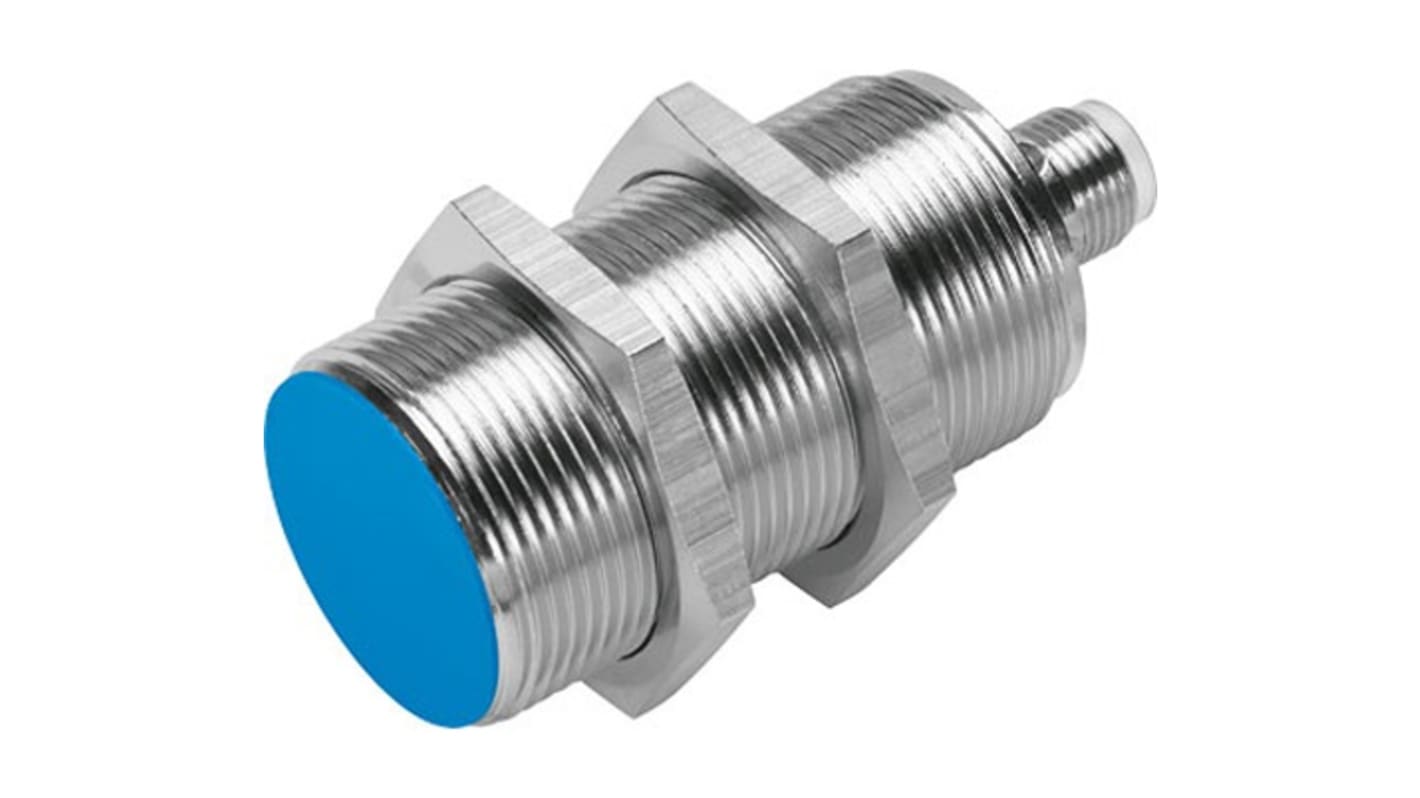 Sensore di prossimità induttivo Festo SIED-M30B-ZO-S-L, NPN, cilindrico M30, rilevamento 15 mm, IP67, alimentazione 20-320 V.