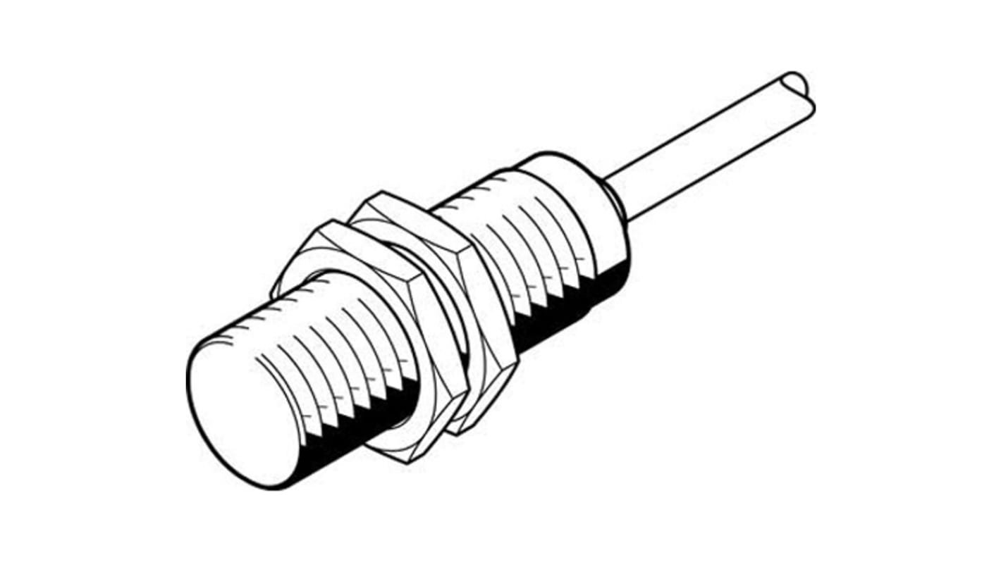 Sensore di prossimità cilindrico Festo SIEF-M18B-PS-K-L, NPN M18, rilevamento 5 mm, IP67, cavo a 3 fili, per automazione industriale.