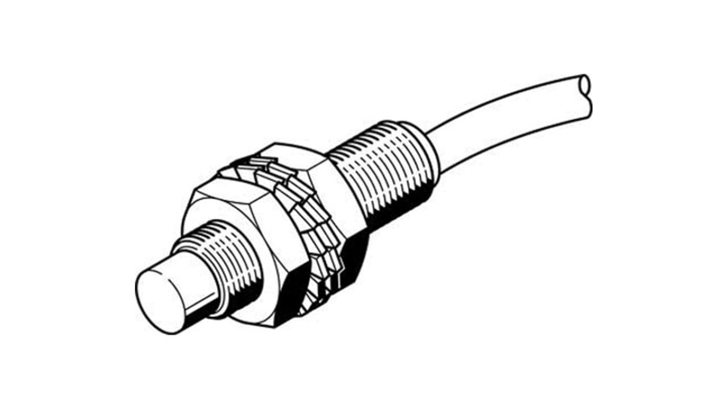 Sensore di prossimità cilindrico NPN M8 Festo SIEF-M8NB-NS-K-L, distanza operativa 4 mm, grado di protezione IP67, montaggio parzialmente a filo.