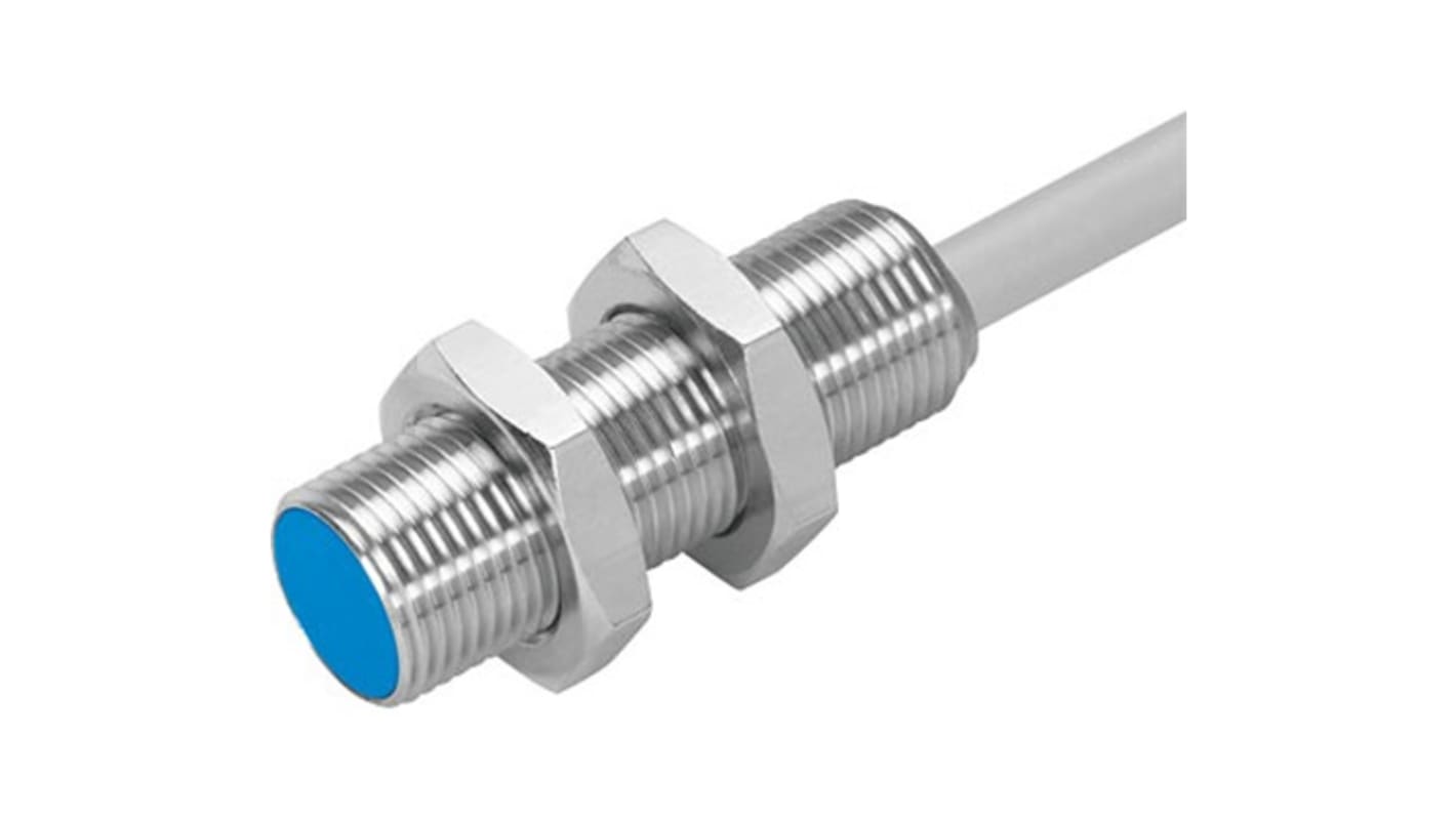 Sensore di prossimità cilindrico Festo SIEH-M12B-NS-K-L-CR, NPN, M12, rilevamento 6 mm, montaggio a incasso, IP67.