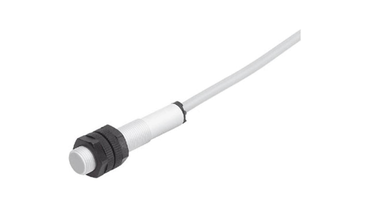 Sensore di prossimità cilindrico NPN M12 Festo SIEN-M12B-NS-K-L-PA, rilevamento 2 mm, IP67, alimentazione 10-30 V.
