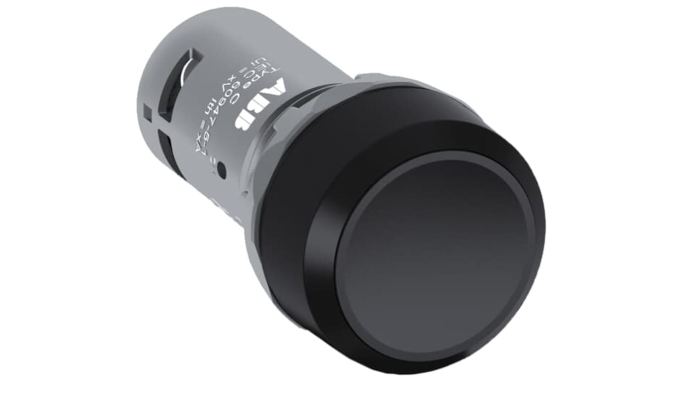 Pulsante ABB 1SFA619100R1016, da incasso, non illuminato, con protezione IP66/IP67, contatto normalmente aperto, plastica nera.