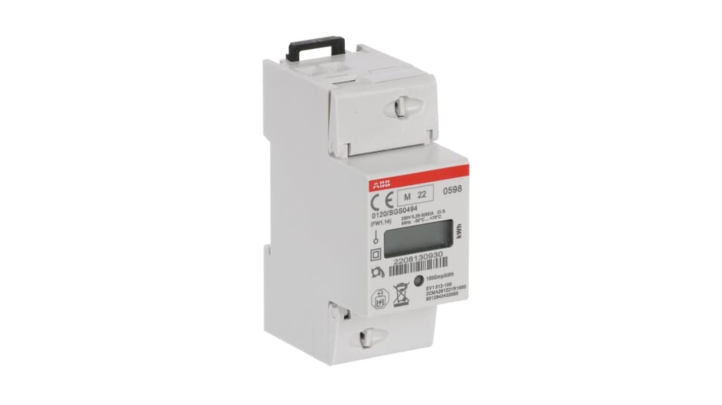 Contatore di energia monofase ABB 2CMA261221R1000, serie EV1, per misurazione precisa dei consumi energetici in ambito industriale.