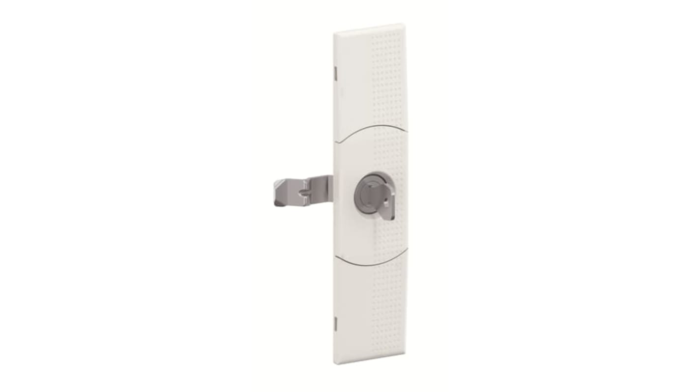 Maniglia per porta ABB 2CPX052412R9999, con serratura di sicurezza e due chiavi, dimensioni 165 mm x 62 mm x 32 mm. Facile installazione.