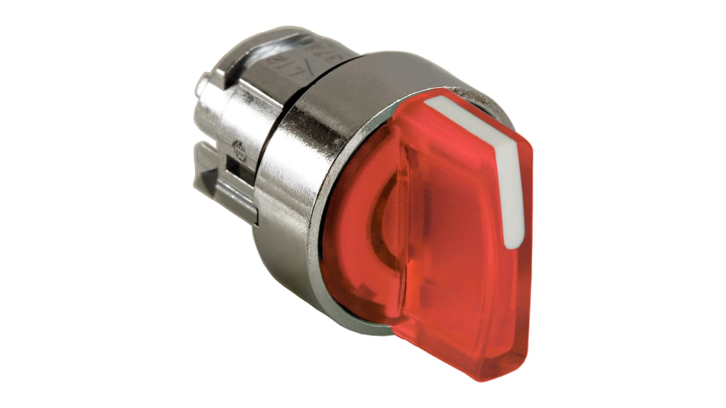 Selettore Harmony XB4 di Schneider Electric, 3 posizioni, diametro foro 22 mm, colore rosso, illuminato, grado di protezione IP66/IP67/IP69.
