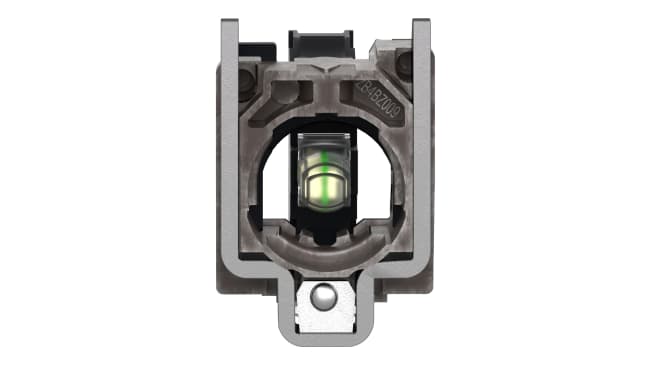 Blocco luminoso Schneider Electric ZB4BVG1 LED bianco 110-120V con terminali a vite. Serie Harmony XB4 per luci pilota e indicatori.