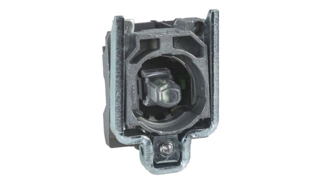 Blocco contatti SPST Schneider Electric ZB4BW0B11, 24V, 10A, IP66, LED integrato, supporto incluso.