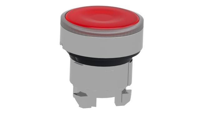 Attuatore pulsante ritorno a molla Harmony XB4, Rosso - Schneider Electric ZB4BW34. Diametro foro 22mm, IP66, IP67, IP69K. Per corpi luminosi.