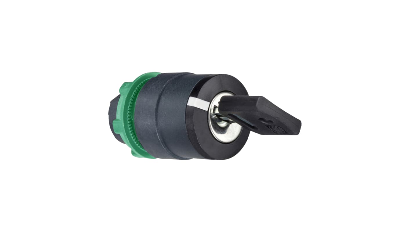 Testa Interruttore a Chiave Schneider Electric ZB5AG2, 2 Posizioni IP69K per automazione e pannelli di controllo. Durata meccanica 1.000.000 cicli.