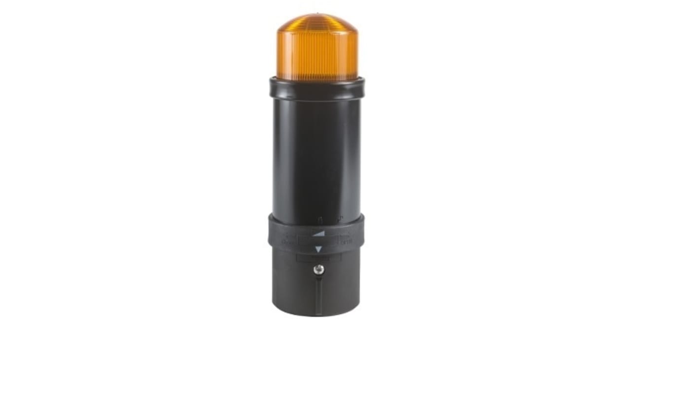Segnalatore lampeggiante ambra Schneider Electric XVBL8B5, 24 V, IP65, montaggio su base, altezza 232 mm, diametro 70 mm.