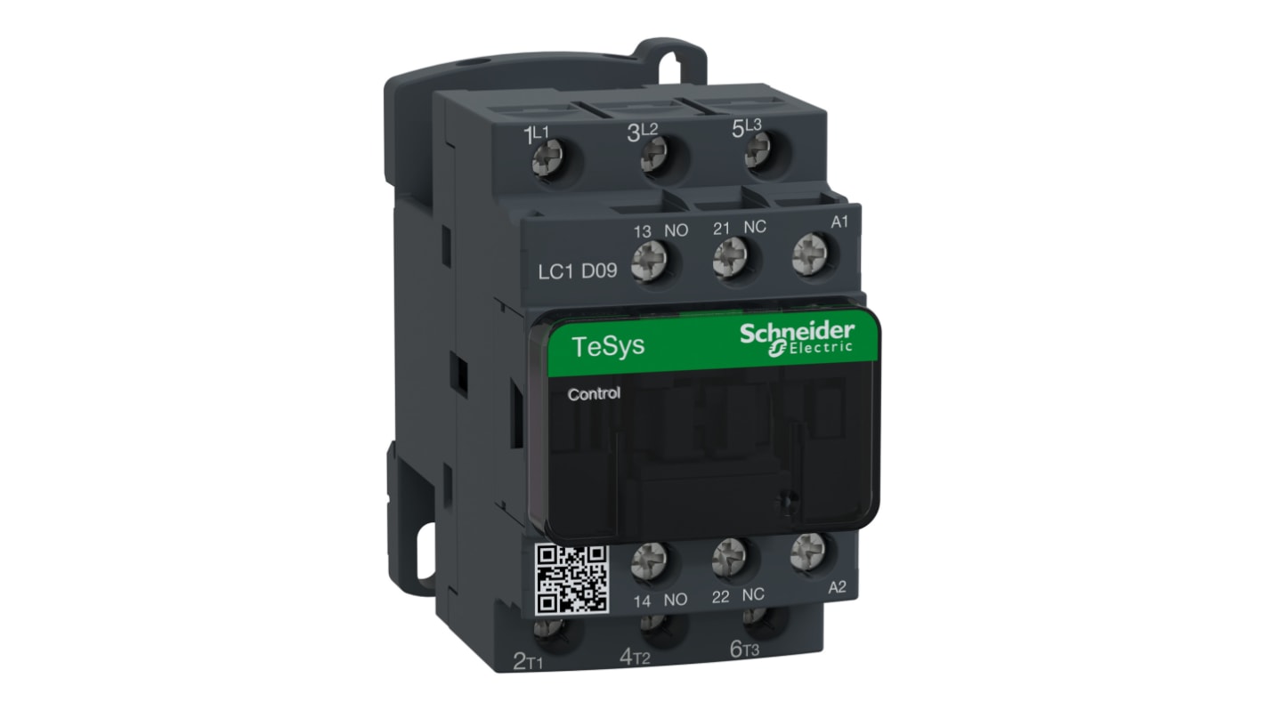 Contattore Schneider Electric LC1D09V7, 3P 9A 4kW 400V CA per controllo motori industriali. Alta affidabilità e facile installazione.