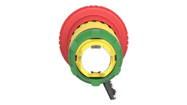 Pulsante di arresto di emergenza Schneider Electric ZB5AS944, rosso, diametro 22mm, protezione IP66/IP67/IP69K, dimensioni 40x40x79mm.