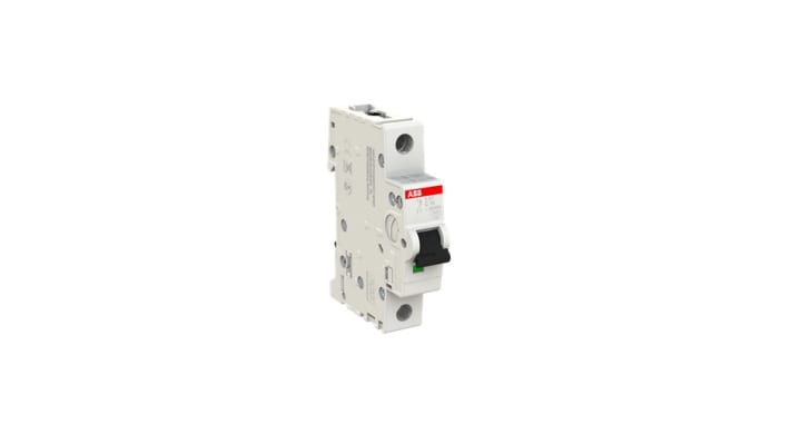 Interruttore magnetotermico ABB S201C10, unipolare 10A, montaggio su guida DIN, grado di protezione IP20.