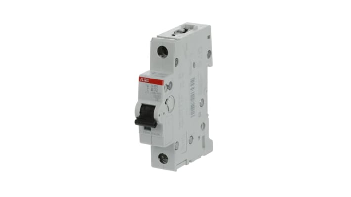 Interruttore magnetotermico ABB S201B32, 1P 32A, montaggio su guida DIN, capacità di rottura 6 kA, per applicazioni industriali.