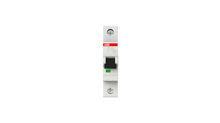 Interruttore magnetotermico ABB S201C16, unipolare, 16A, montaggio su guida DIN, larghezza 17.5mm, protezione IP20.