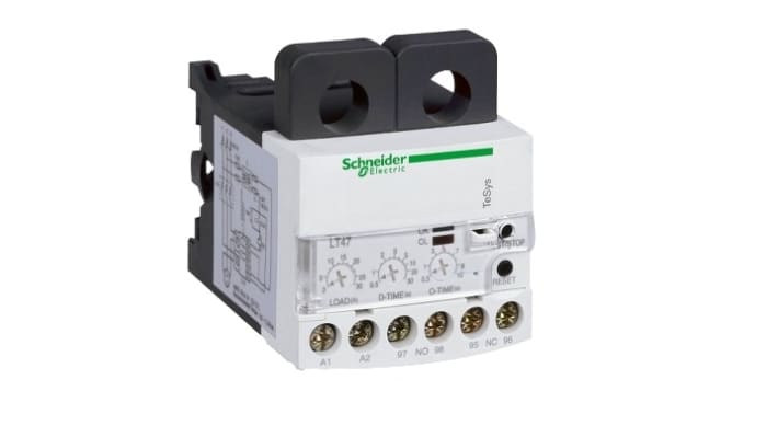 Relè di sovraccarico Schneider Electric LT4760M7S, 1 NO + 1 NC, 60 A, montaggio a vite, dimensioni 70.3 x 71 x 77.2 mm.