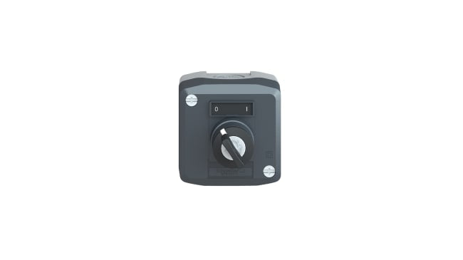 Interruttore Schneider Electric XALD144E, manopola rotante On/Off, IP66/IP67/IP69K, 10A, dimensioni 68x53x68mm, contatti SPDT.